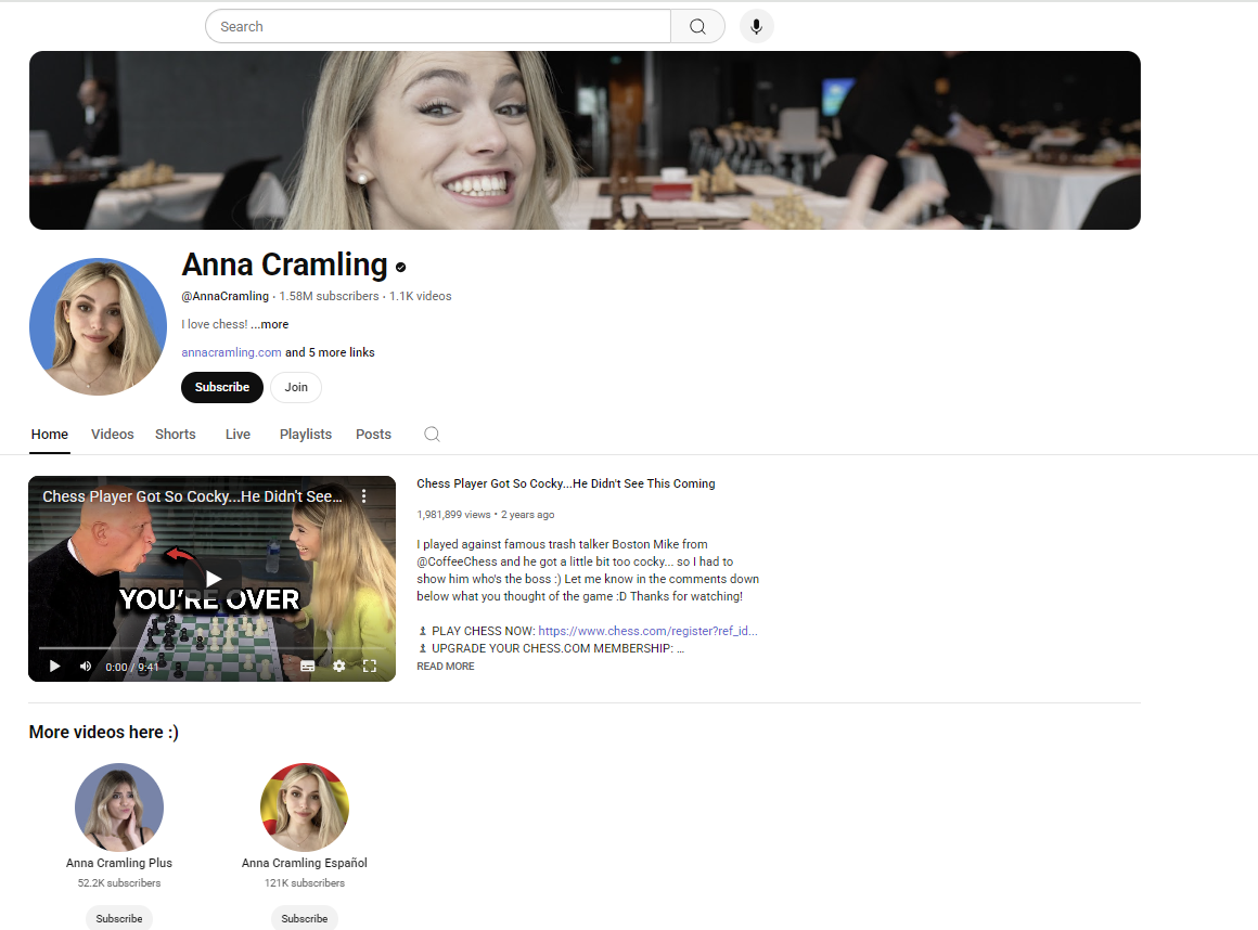 Anna Cramling English Channel - Chess Education YouTube